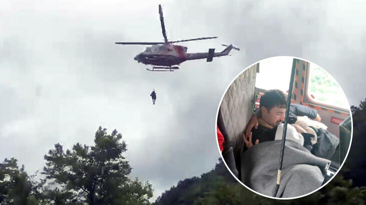 Şile’de yağmur sonrası mahsur kalanlar helikopterle kurtarıldı
