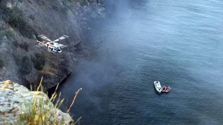Uçurumdan düşen itfaiye erini arama çalışmaları sürüyor